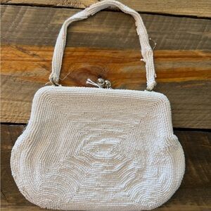 Elegant White Beaded Women's Bag